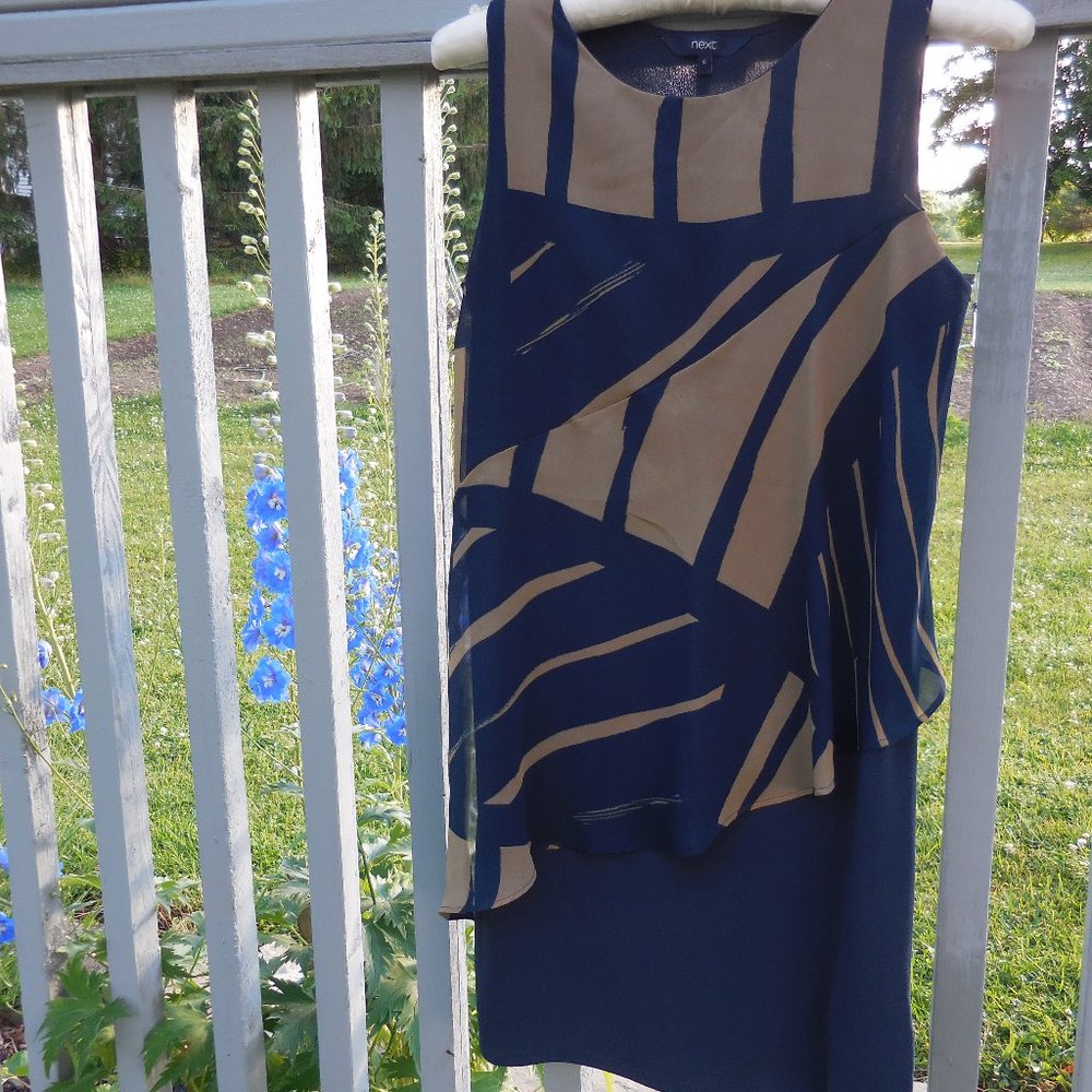 NEXT UK Blue and Tan Tunic